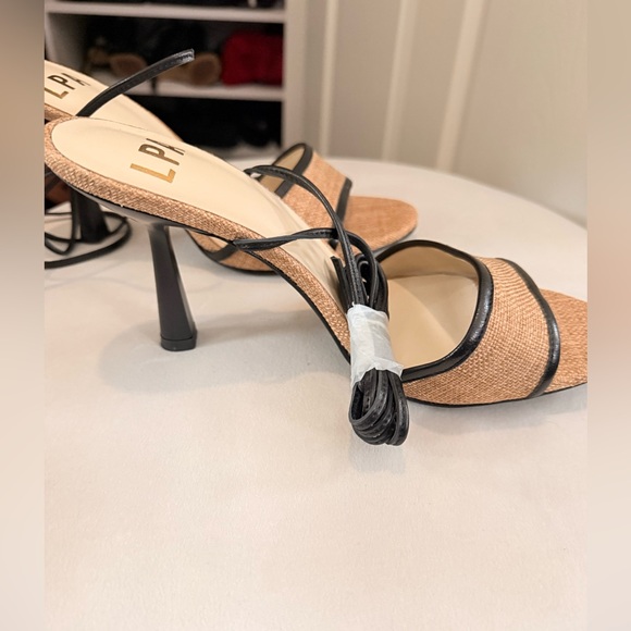 LPA Amara Raffia Black Ankle Wrap Heeled Sandals Size 8 New W/O Box - Picture 7 of 10
